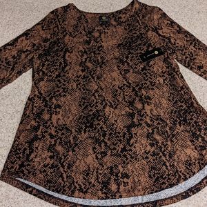 Animal Print 3/4 Sleeve Tunic Top